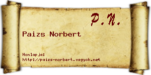 Paizs Norbert névjegykártya