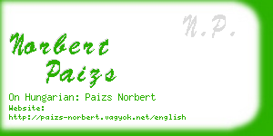 norbert paizs business card